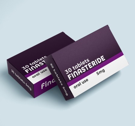 Finasteride 5mg tablet packaging for hair loss treatment.